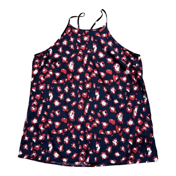 Renee C Sleeveless Blouse Top Womens Medium Animal Print Navy Blue Sleeveless - Picture 1 of 10